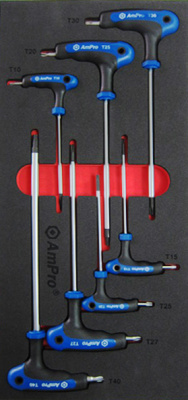 T22898 Набор отверток  TORX с Т-образной ручкой,7 предм.в мягком ложементе