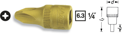 HAZET Головка 1/4" со вставкой PH2  8506-PH2