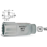 Головка торцевая длинная 12-гранная 3/8" 19 мм HAZET 880TZ-19